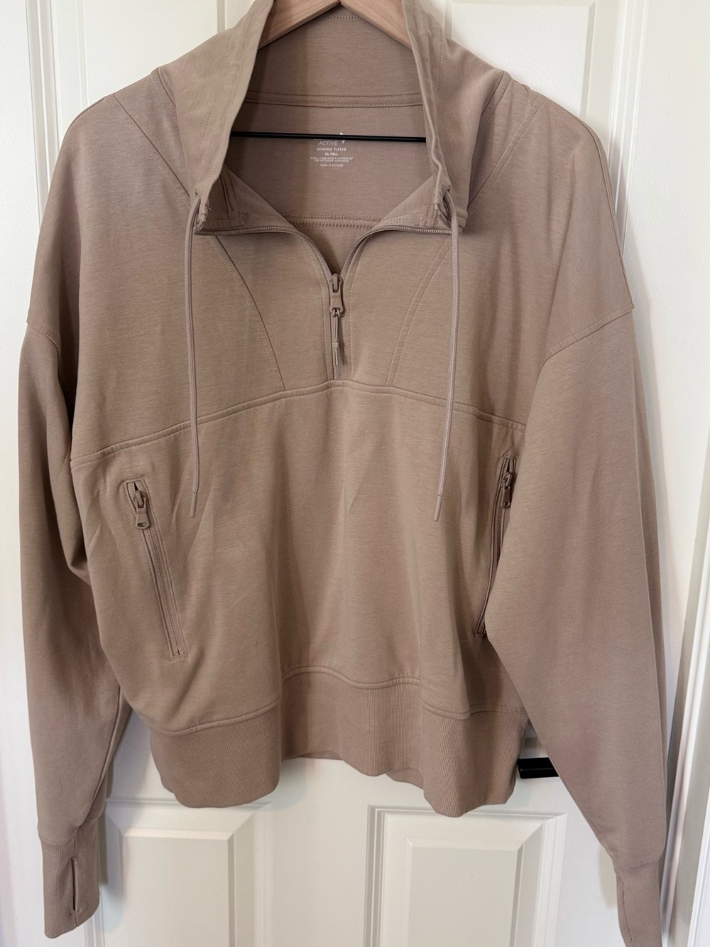 Old Navy Active Women's Half-Zip Hoodie in Taupe